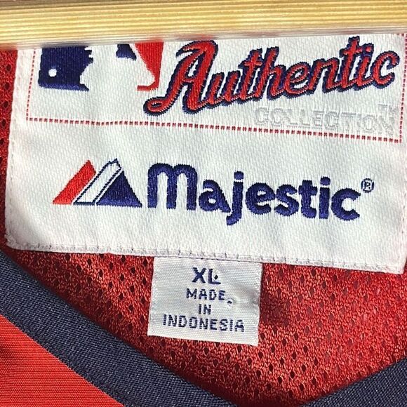 Majestic Boston Red Socks Pullover Windbreaker  size XL Red Blue Baseball 80s - Picture 6 of 11